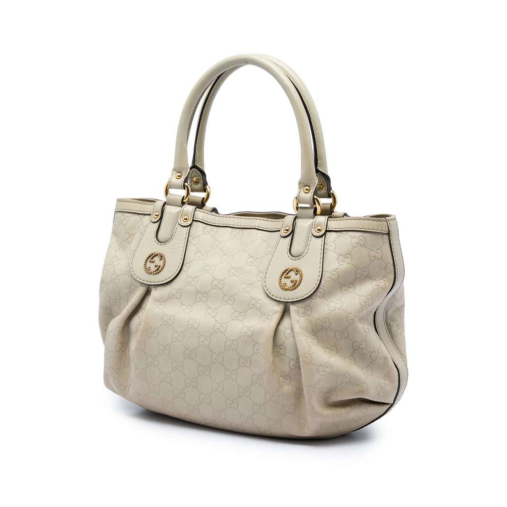 Gucci Guccissima Scarlett Tote White Leather Good - Back View