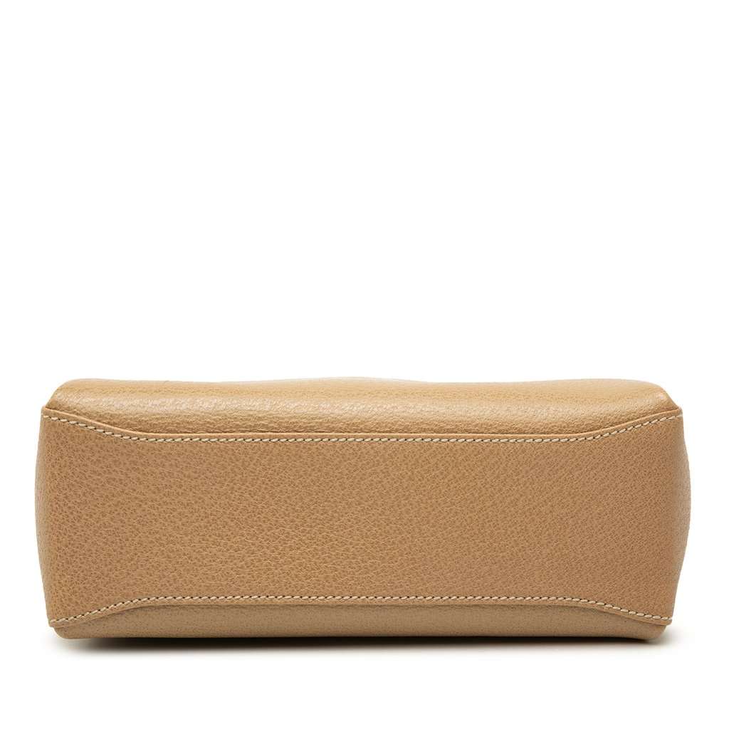 Gucci Grained Calfskin Bamboo Satchel Beige Leather Very good - Inside View