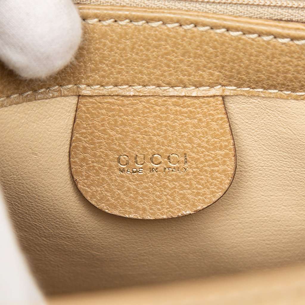 Gucci Grained Calfskin Bamboo Satchel Beige Leather Very good - Box View