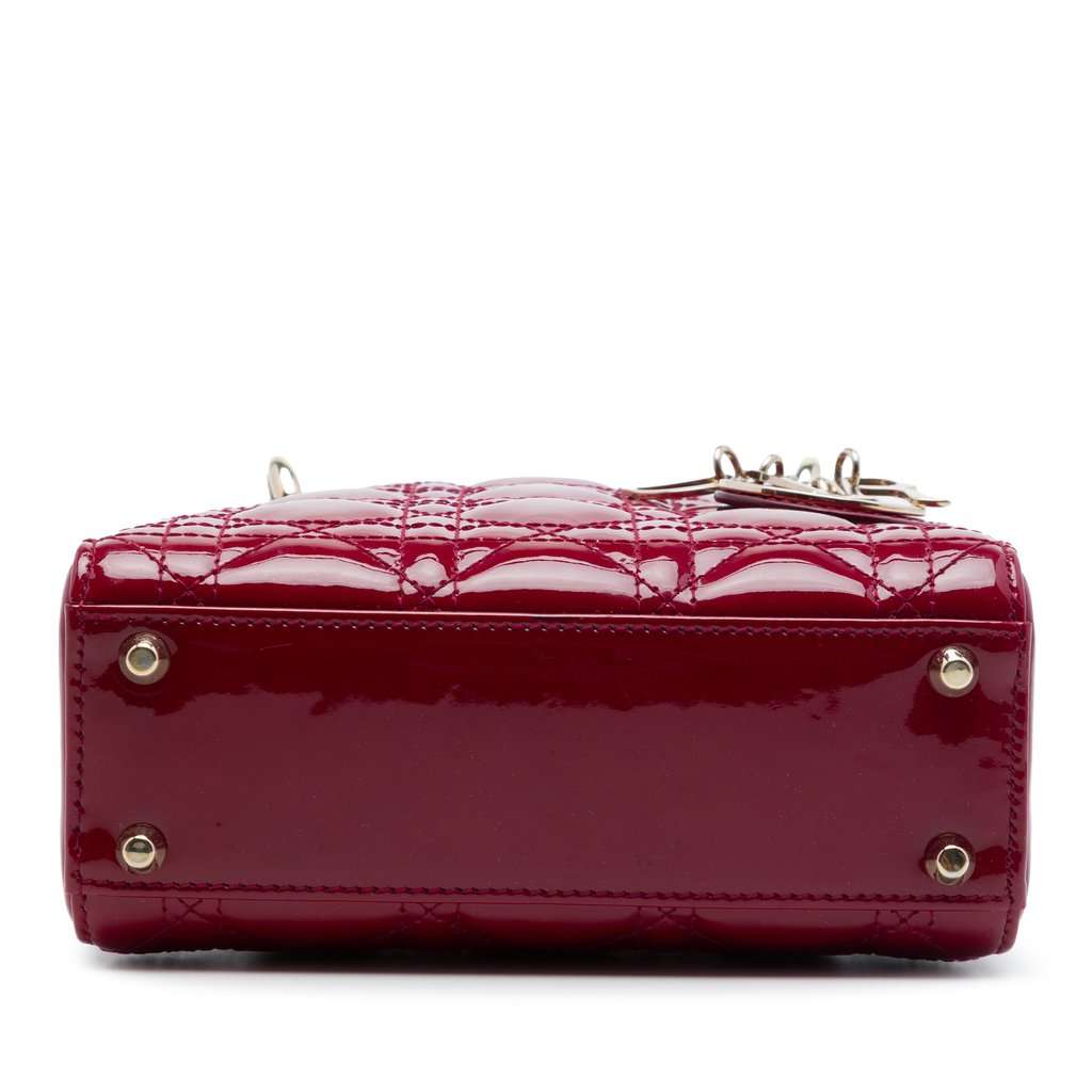 Dior Mini Patent Cannage Lady Dior Red Leather Very good condition - Inside View