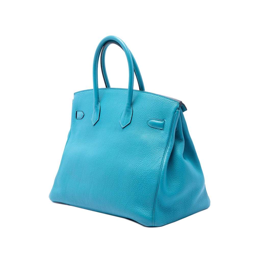 Hermès Clemence Birkin Retourne 35 Blue Leather Very good condition - Back View