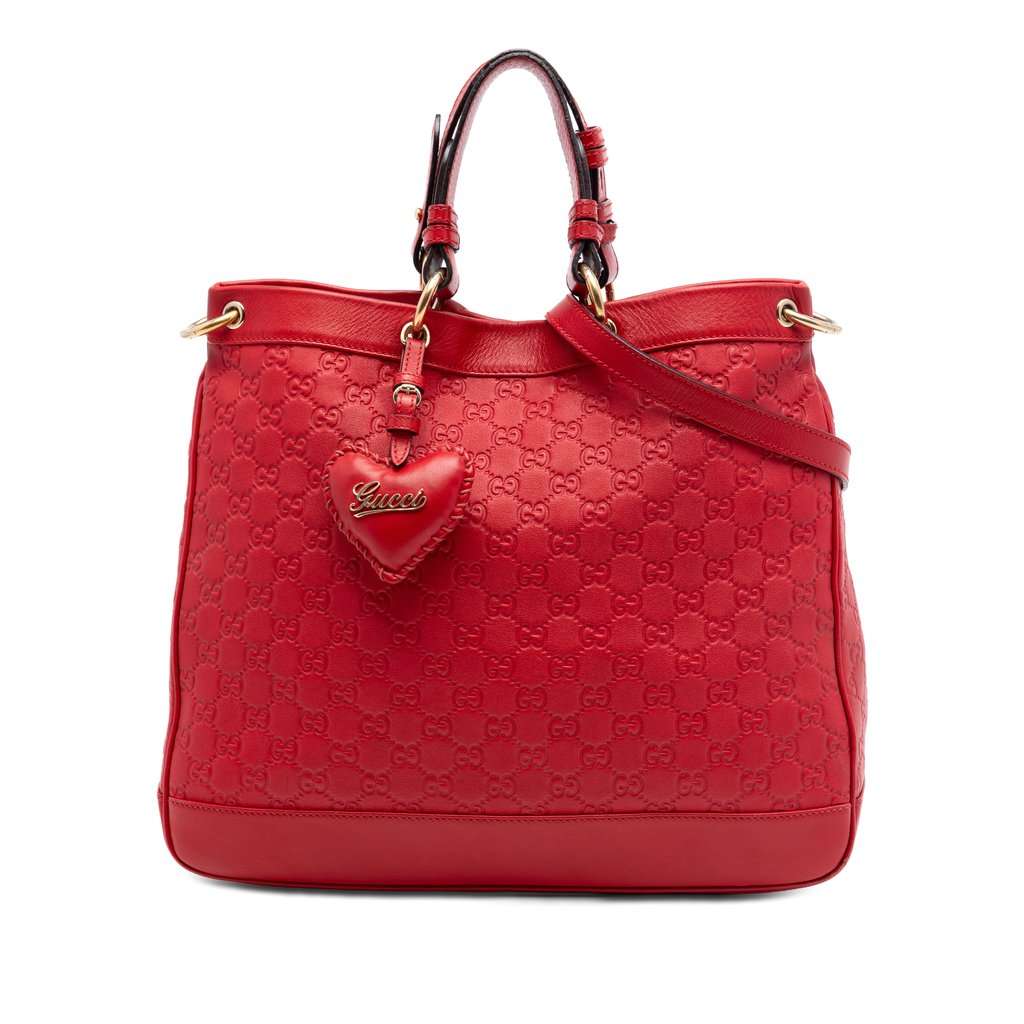 Gucci Medium Guccissima Valentine Top Handle Bag Red Leather Very good - Front View