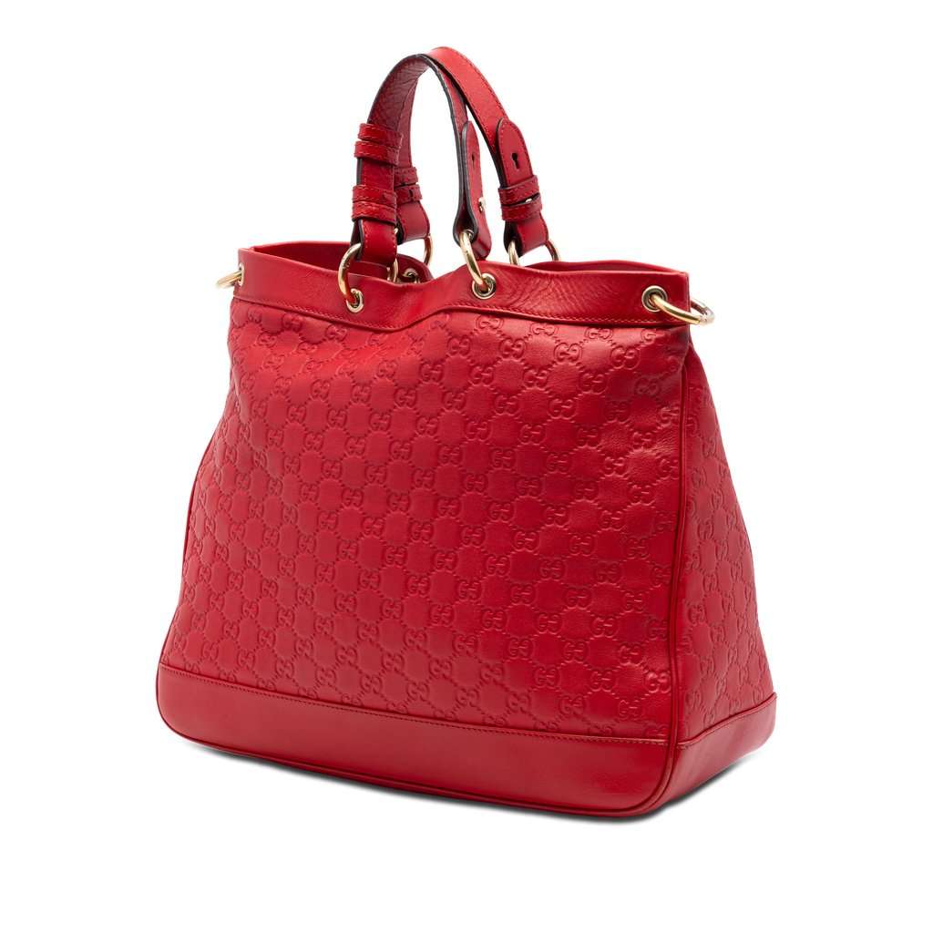 Gucci Medium Guccissima Valentine Top Handle Bag Red Leather Very good - Back View