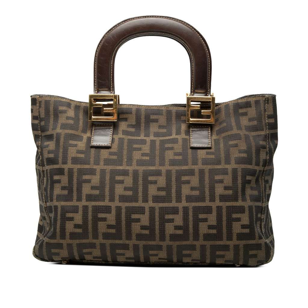 Fendi Small Zucca Canvas Twins Tote Brown Good - Front View