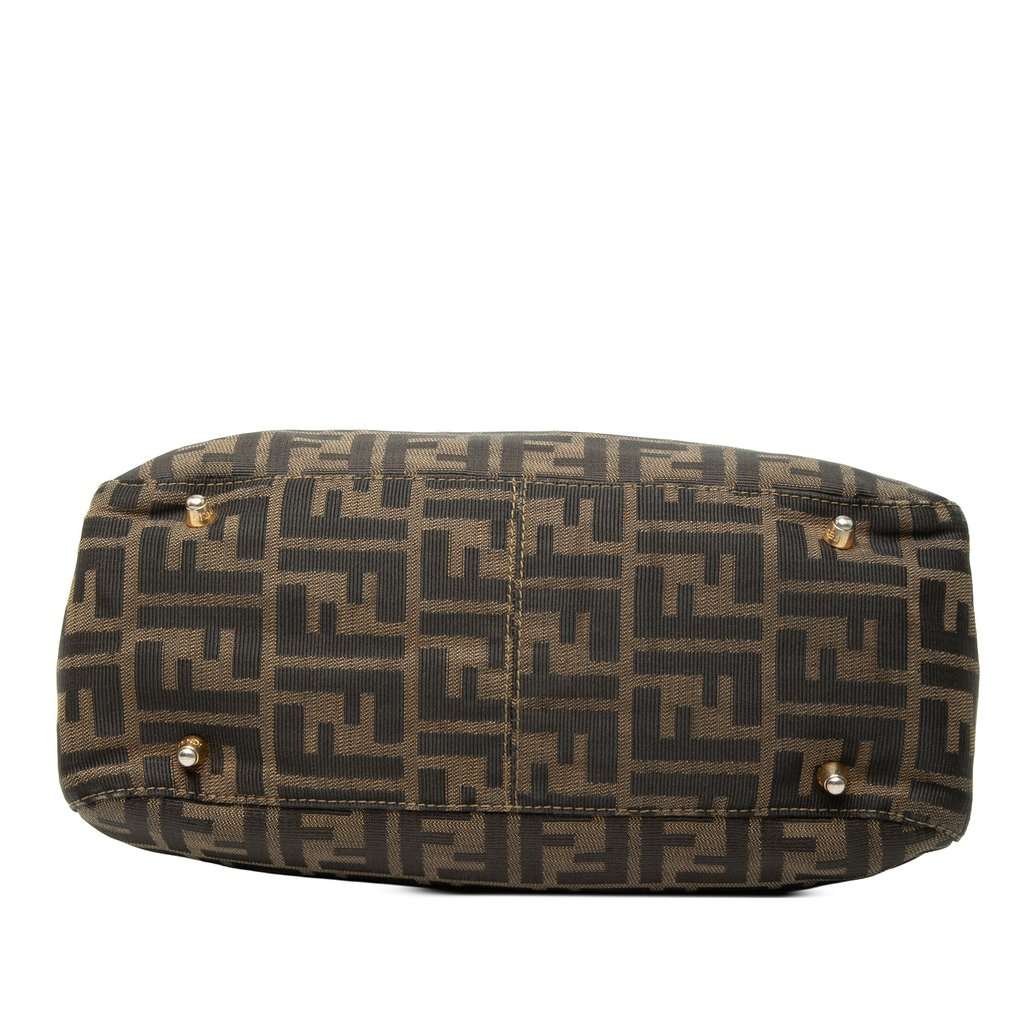 Fendi Small Zucca Canvas Twins Tote Brown Good - Inside View