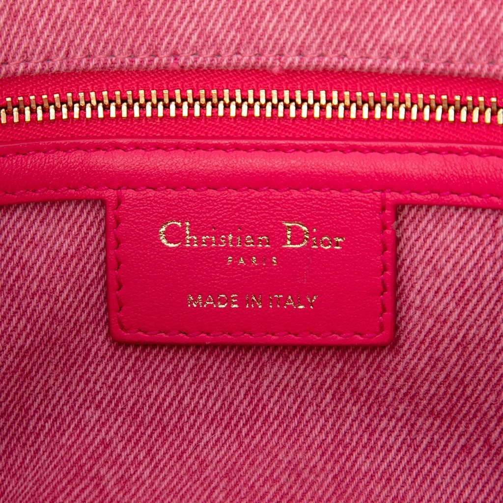Dior Medium Denim Macrocannage Caro Bag Pink Very good - Box View
