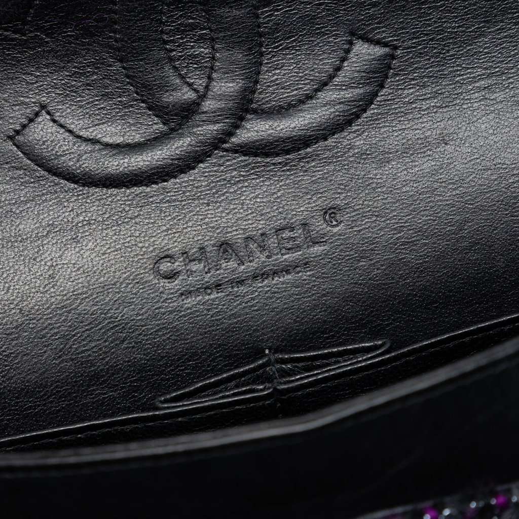 Chanel Medium Classic Tweed Double Flap Purple Very good condition - Box View