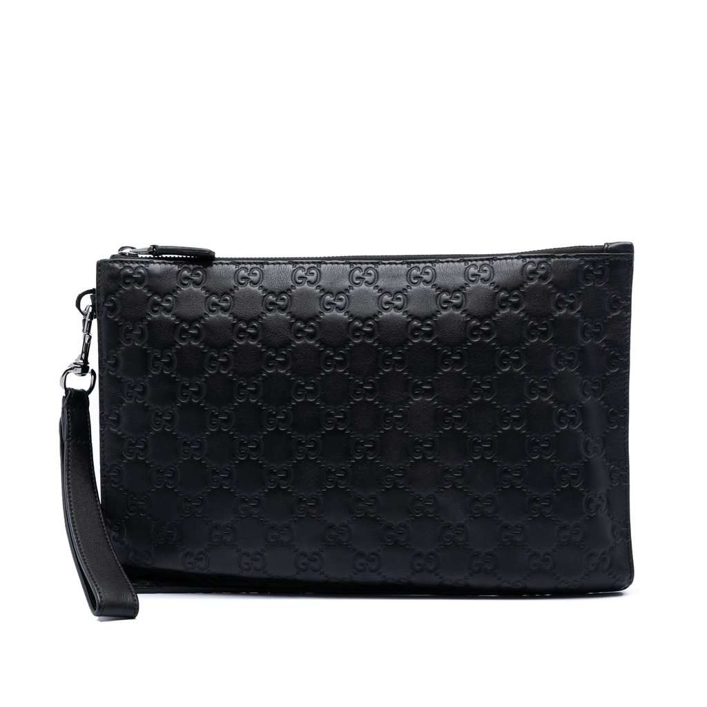 Gucci Guccissima Clutch Black Leather Very good condition - Front View