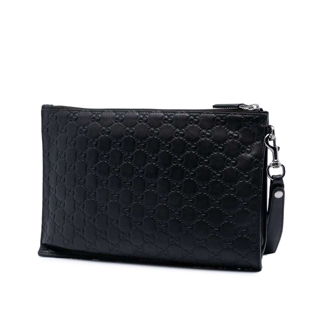 Gucci Guccissima Clutch Black Leather Very good condition - Back View