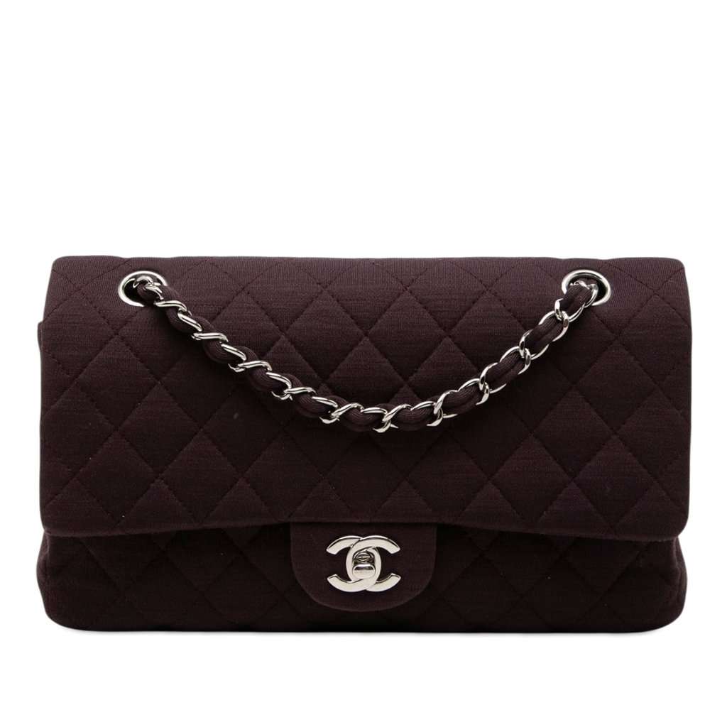 Chanel Medium Classic Jersey Double Flap Brown Very good condition - Front View