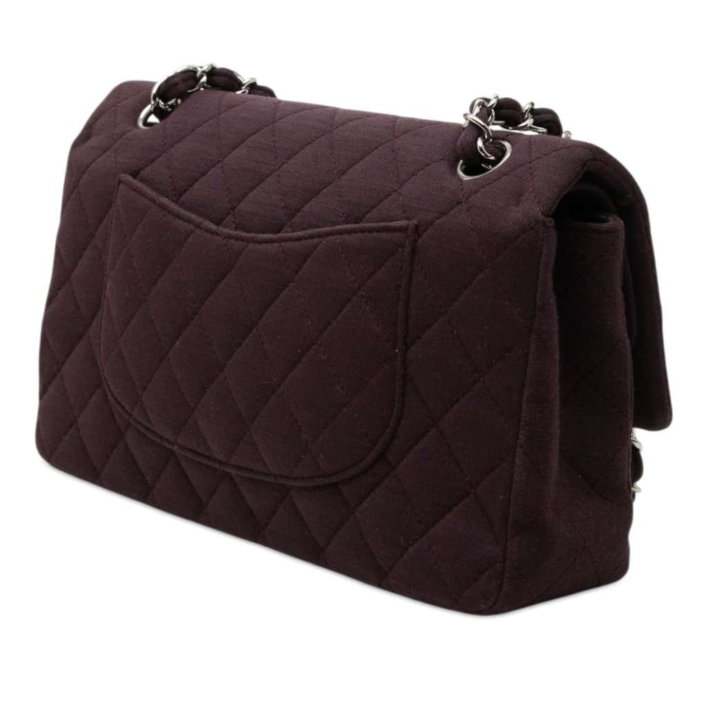 Chanel Medium Classic Jersey Double Flap Brown Very good condition - Back View