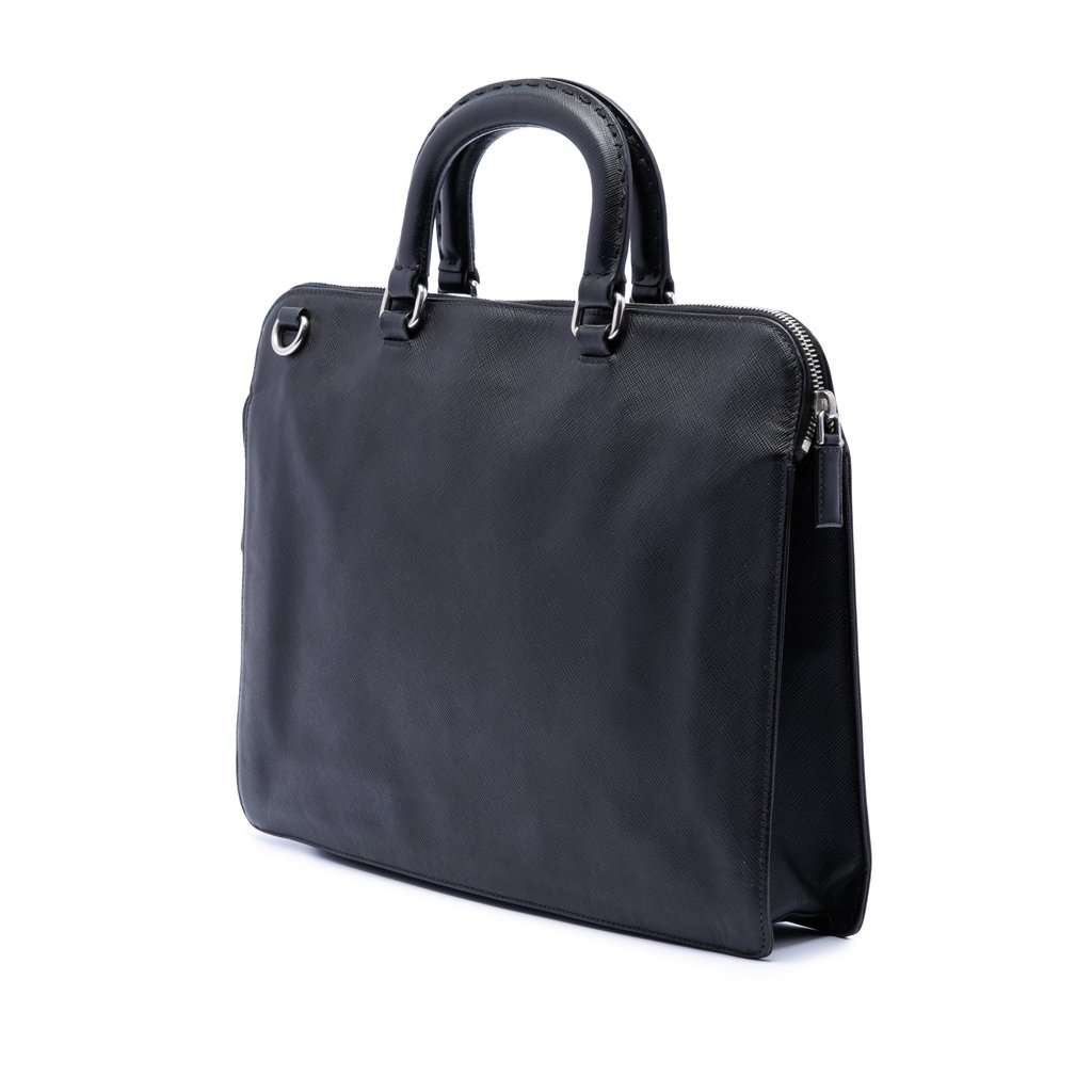 Prada Saffiano Business Bag Black Leather Very good condition - Back View