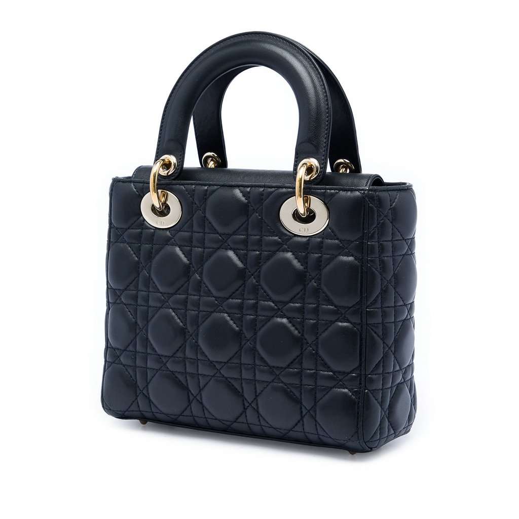 Dior Small Lambskin Cannage MyABCDior Lady Dior Black Leather Very good - Back View