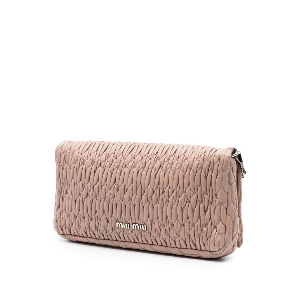 Miu Miu Matelasse Nappa Crystal Chain Satchel Brown Leather Very good condition - Back View