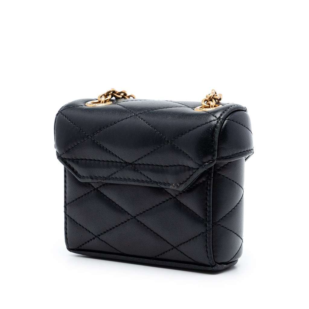 Saint Laurent Micro Quilted Lambskin Monogram June Box Vanity Bag Black Leather Very good condition - Back View