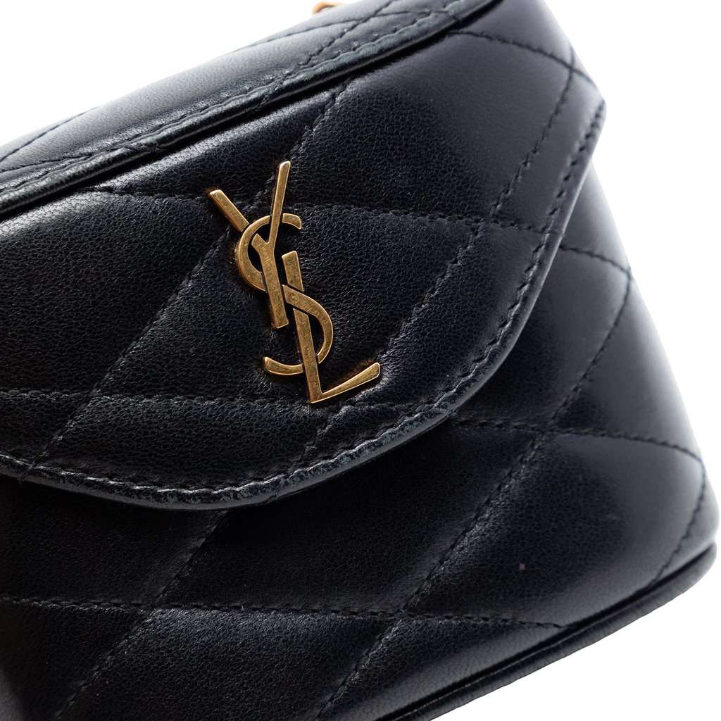 Saint Laurent Micro Quilted Lambskin Monogram June Box Vanity Bag Black Leather Very good condition - Box View
