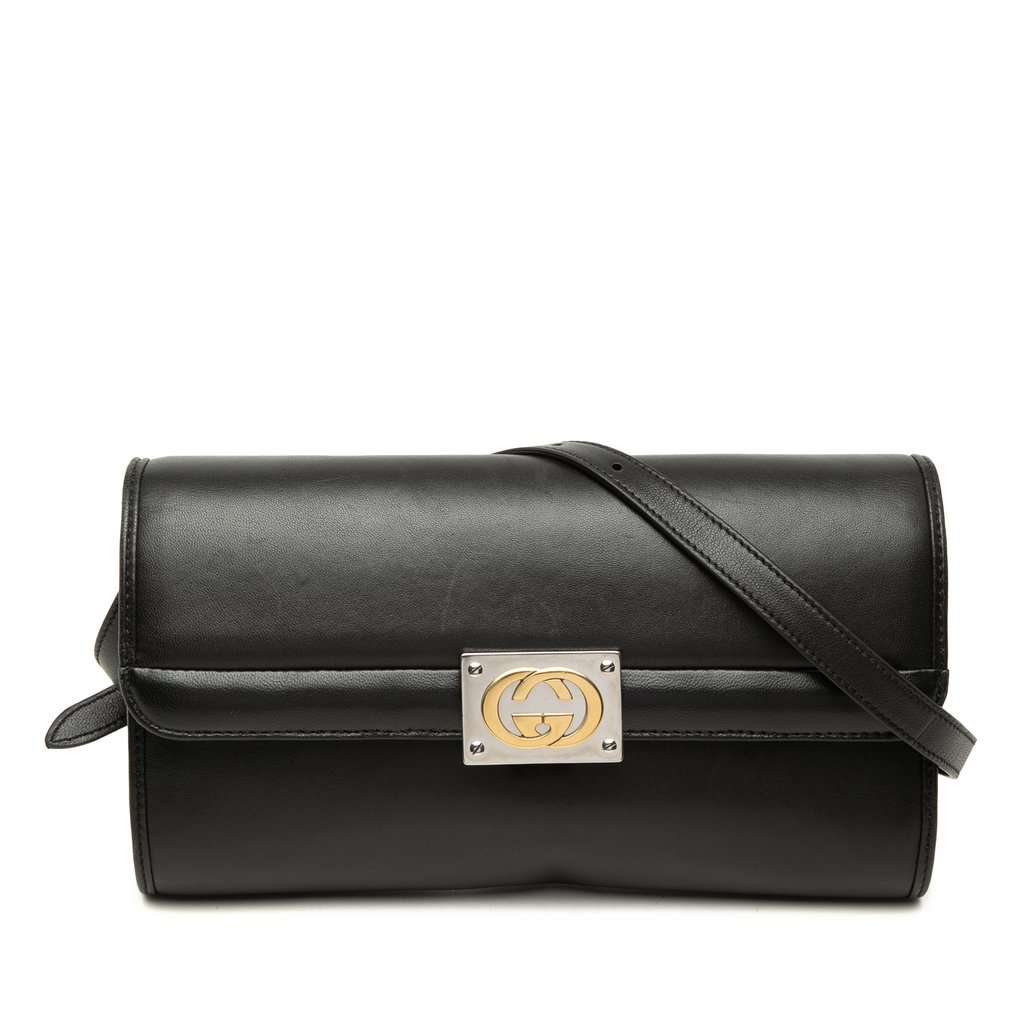 Gucci Calfskin Linea Matisse Interlocking G Crossbody Black Leather Very good condition - Front View