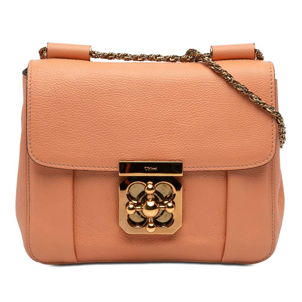 Chloé Small Leather Elsie Crossbody Orange Leather Very good - Front View
