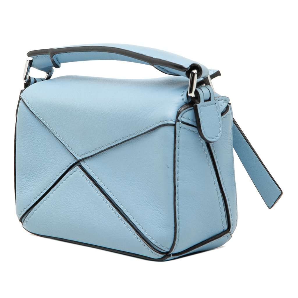 Loewe Nano Calfskin Puzzle Satchel Blue Leather Very good condition - Back View
