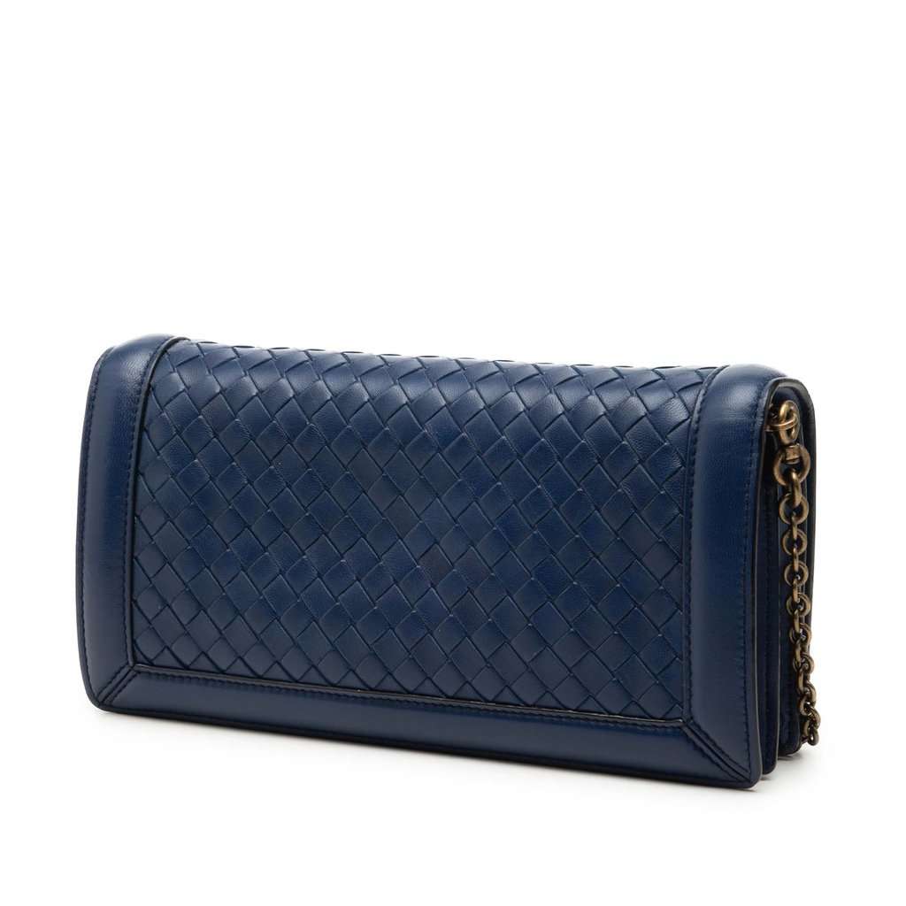 Bottega Veneta Nappa Intrecciato Olimpia Knot Crossbody Blue Leather Very good - Back View