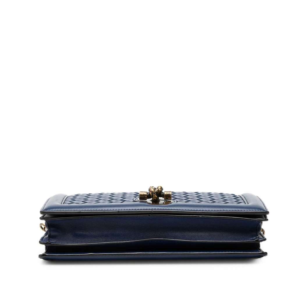 Bottega Veneta Nappa Intrecciato Olimpia Knot Crossbody Blue Leather Very good - Inside View