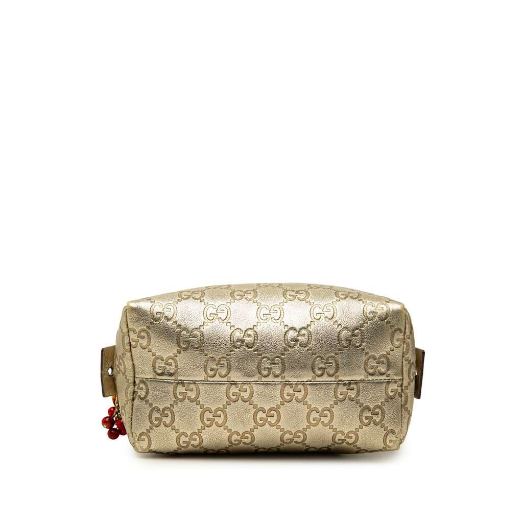 Gucci Metallic Guccissima Cosmetic Pouch Gold Leather Very good condition - Inside View