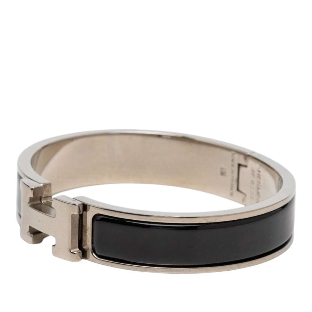 Hermès Narrow Enamel Clic H Bracelet PM Black Very good condition - Back View