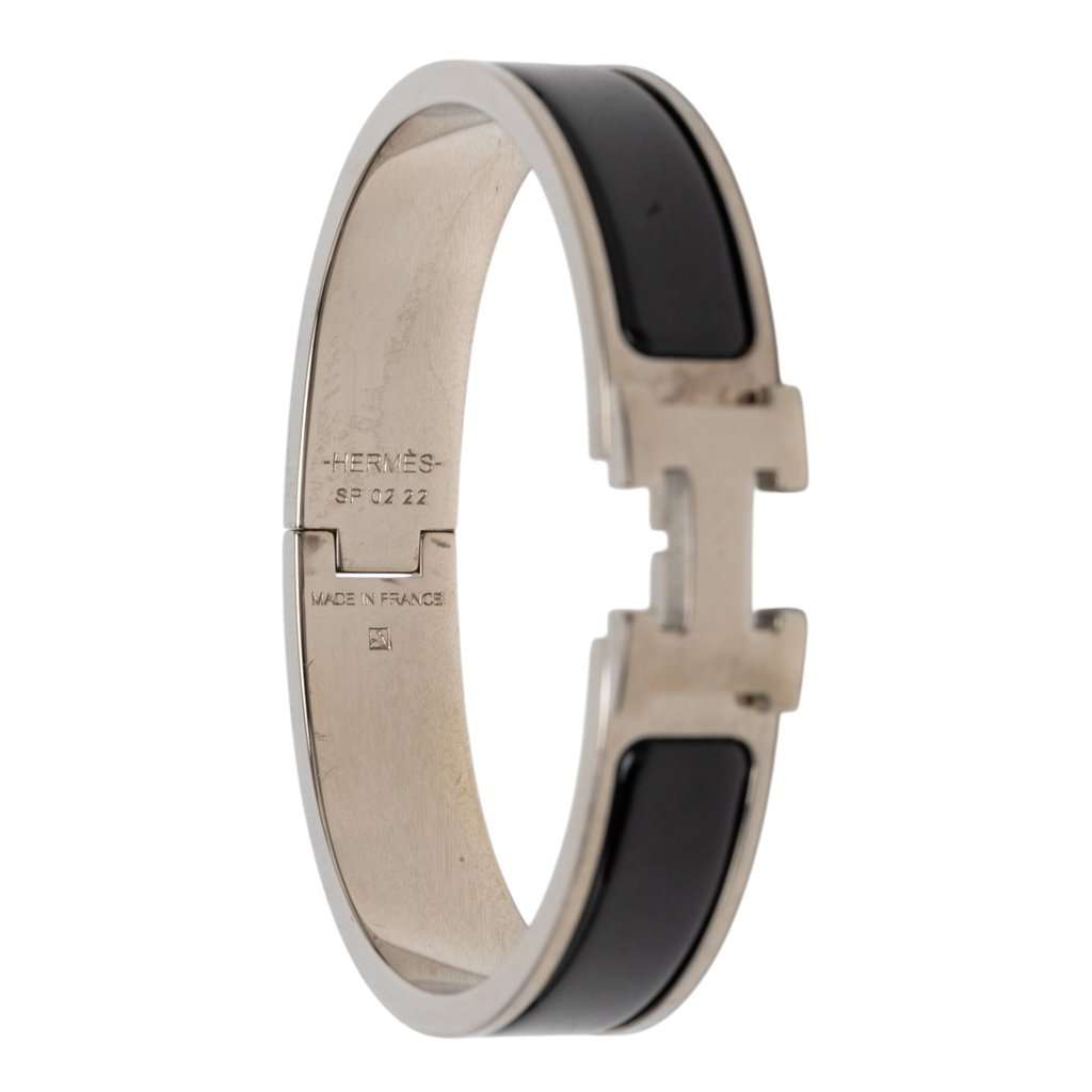 Hermès Narrow Enamel Clic H Bracelet PM Black Very good condition - Model View