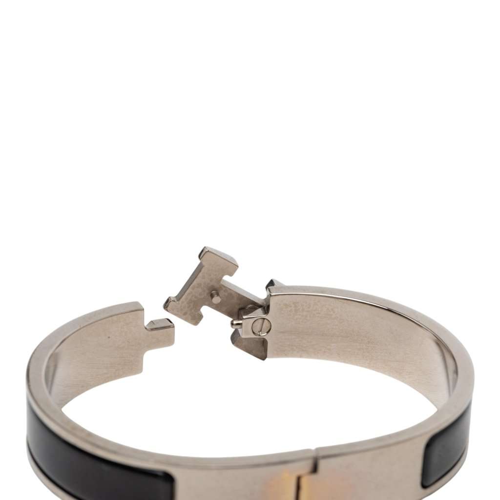 Hermès Narrow Enamel Clic H Bracelet PM Black Very good condition - Box View