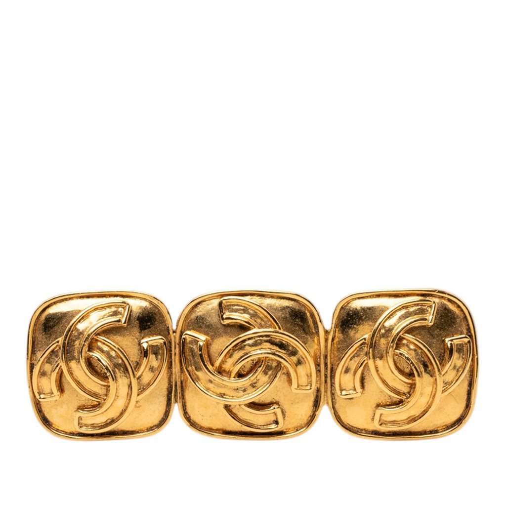 Chanel Gold Plated Triple CC Brooch Gold Metal Very good condition - Front View