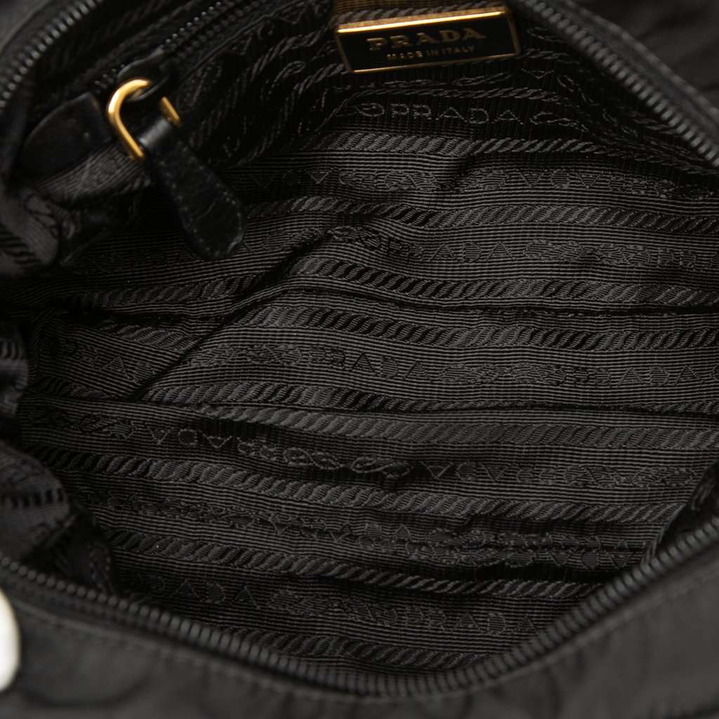 Prada Rose Embellished Tessuto Handbag Black Very good condition - Model View
