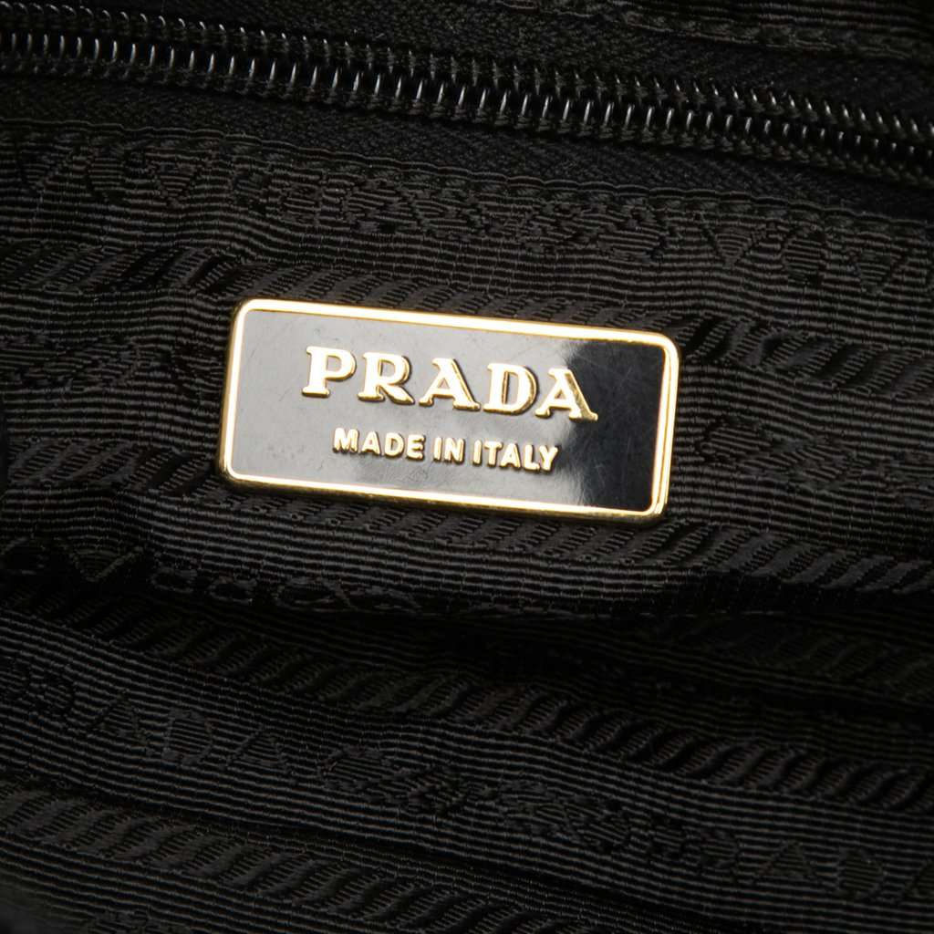 Prada Rose Embellished Tessuto Handbag Black Very good condition - Box View