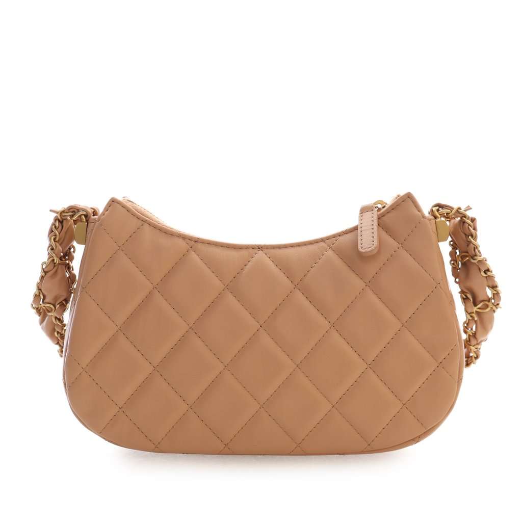 Chanel Small Quilted Aged Calfskin Chanel 19 Hobo Beige Leather Very good - Model View