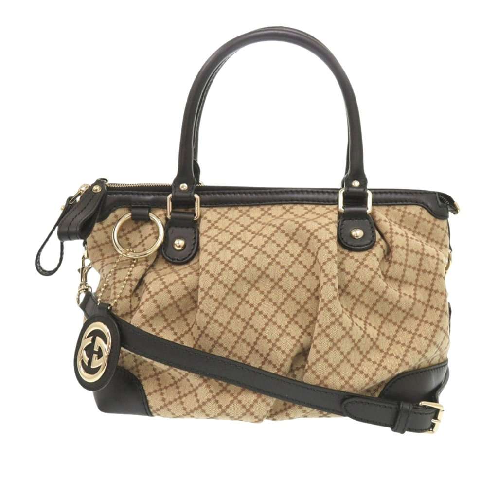 Gucci Diamante Canvas Sukey Satchel Beige Very good - Front View