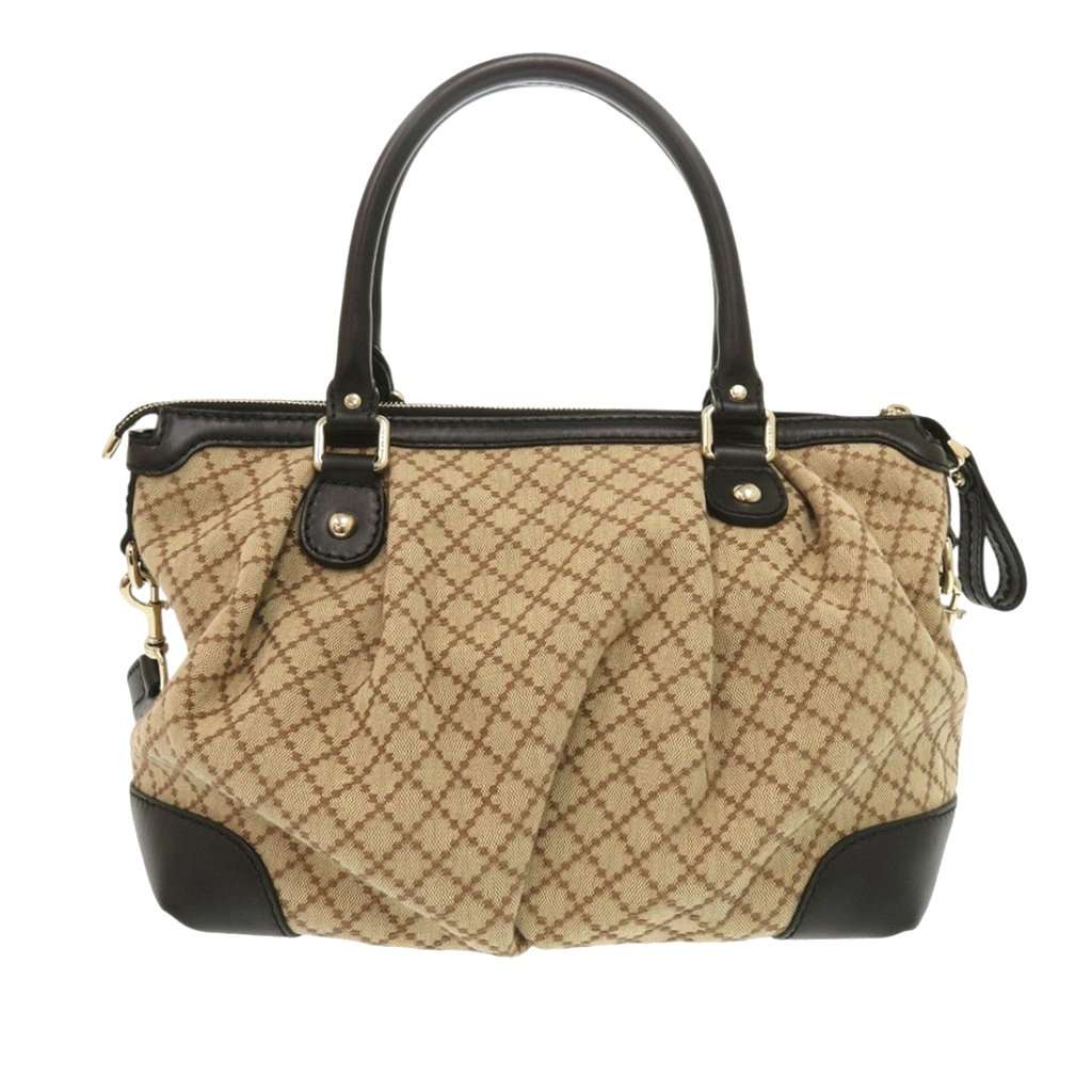 Gucci Diamante Canvas Sukey Satchel Beige Very good - Back View