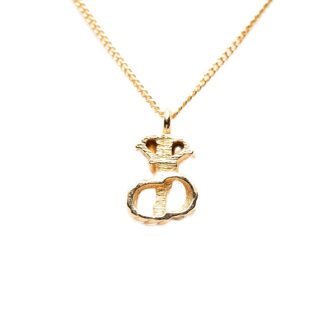 Dior Gold Plated Crystal CD Logo Pendant Necklace Gold Metal Very good condition - Back View