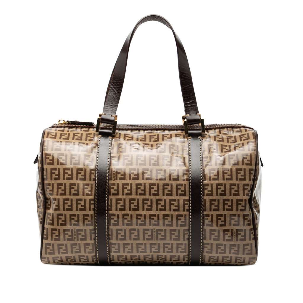 Fendi Zucchino Crystal Boston Bag Brown Very good condition - Front View