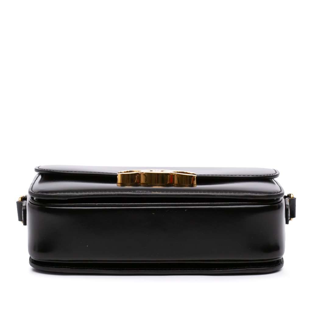Celine Teen Shiny Calfskin Triomphe Crossbody Black Leather Very good - Inside View