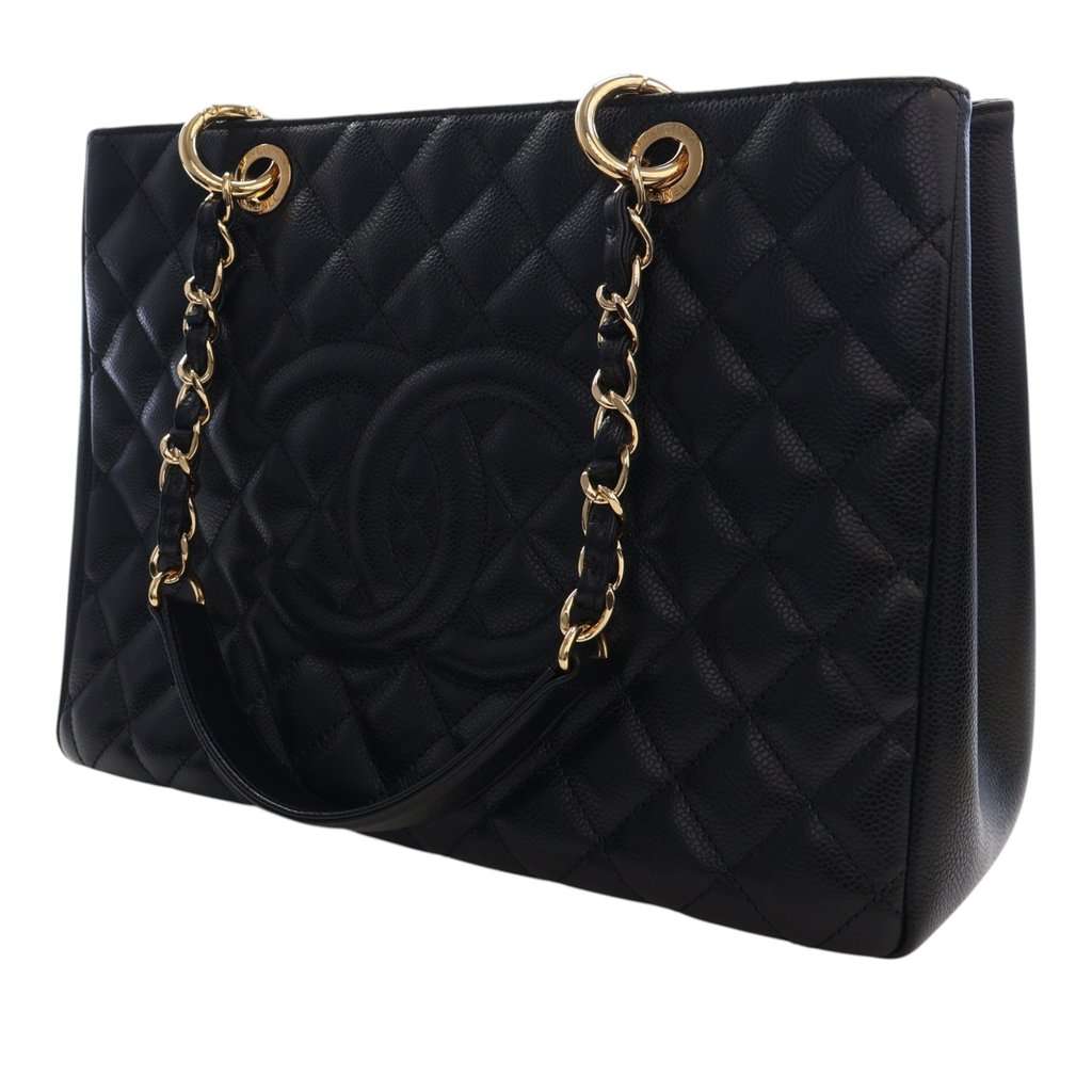 Chanel Caviar Grand Shopping Tote Black Leather Very good - Inside View