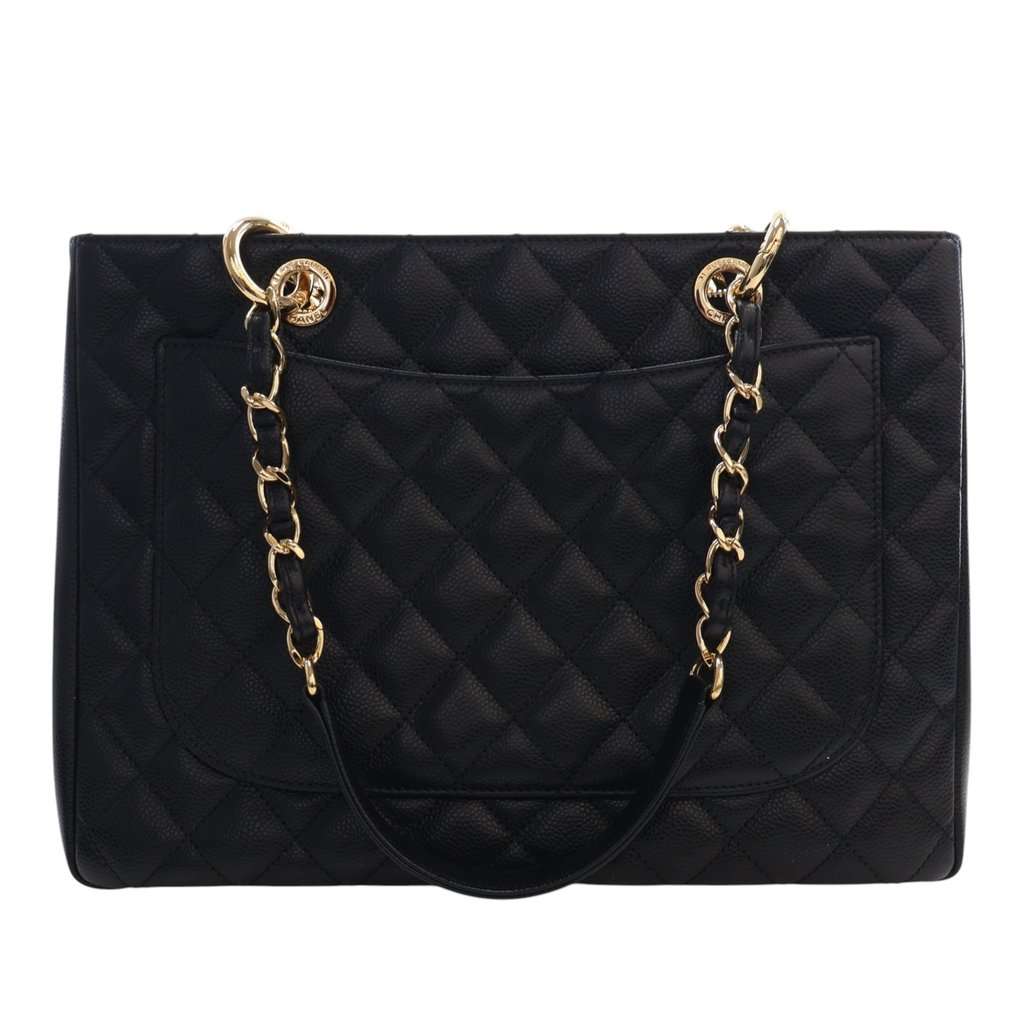 Chanel Caviar Grand Shopping Tote Black Leather Very good - Model View