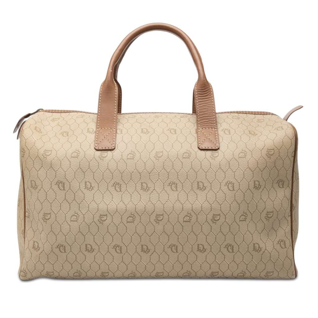 Dior Honeycomb Coated Canvas Boston Bag Beige Very good - Front View