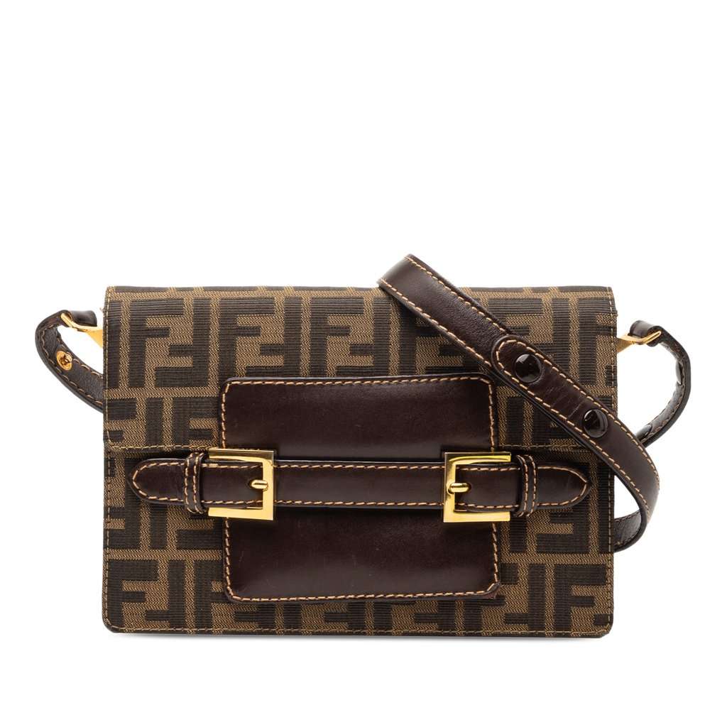 Fendi Zucca Canvas Shoulder Bag Brown Very good condition - Front View