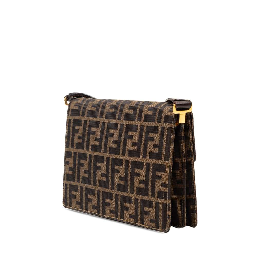 Fendi Zucca Canvas Shoulder Bag Brown Very good condition - Back View
