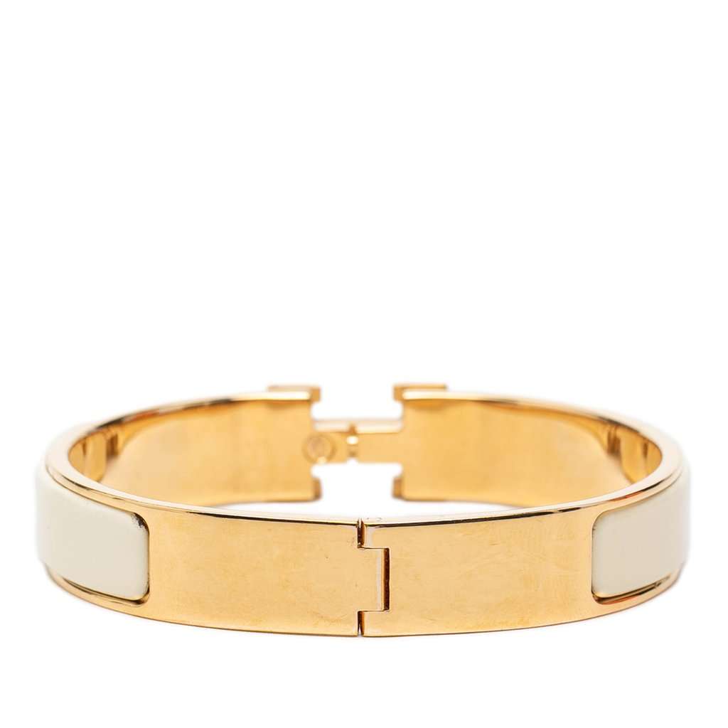 Hermès Narrow Enamel Clic H Bracelet PM White Very good condition - Inside View