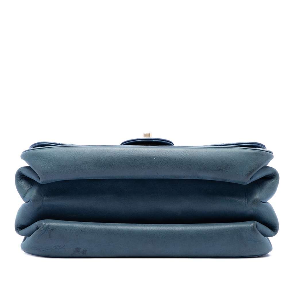 Chanel Small Quilted Calfskin Straight Lined Flap Blue Leather Very good condition - Inside View