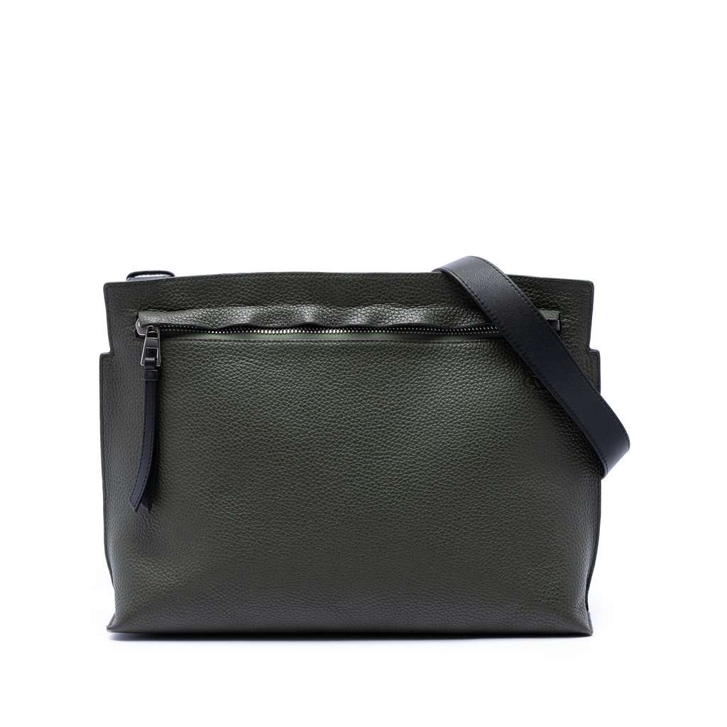 LOEWE Leather Anagram T Pouch Crossbody Green Leather Very good - Front View