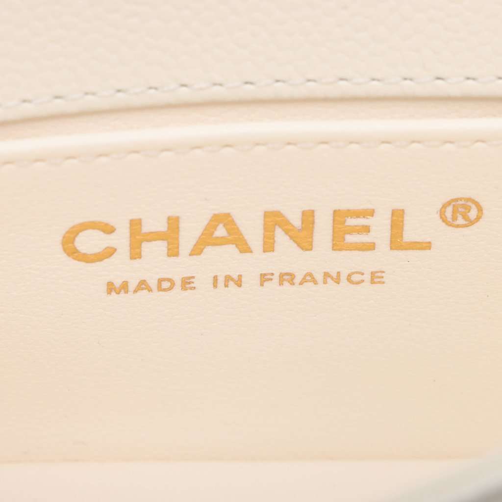Chanel Mini Quilted Caviar Boy Flap White Leather Very good - Model View