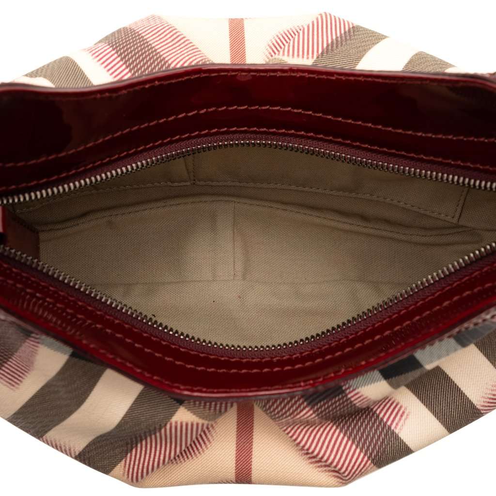 Burberry Small Nova Check Coated Canvas Hearts Hernville Hobo Beige Very good condition - Model View