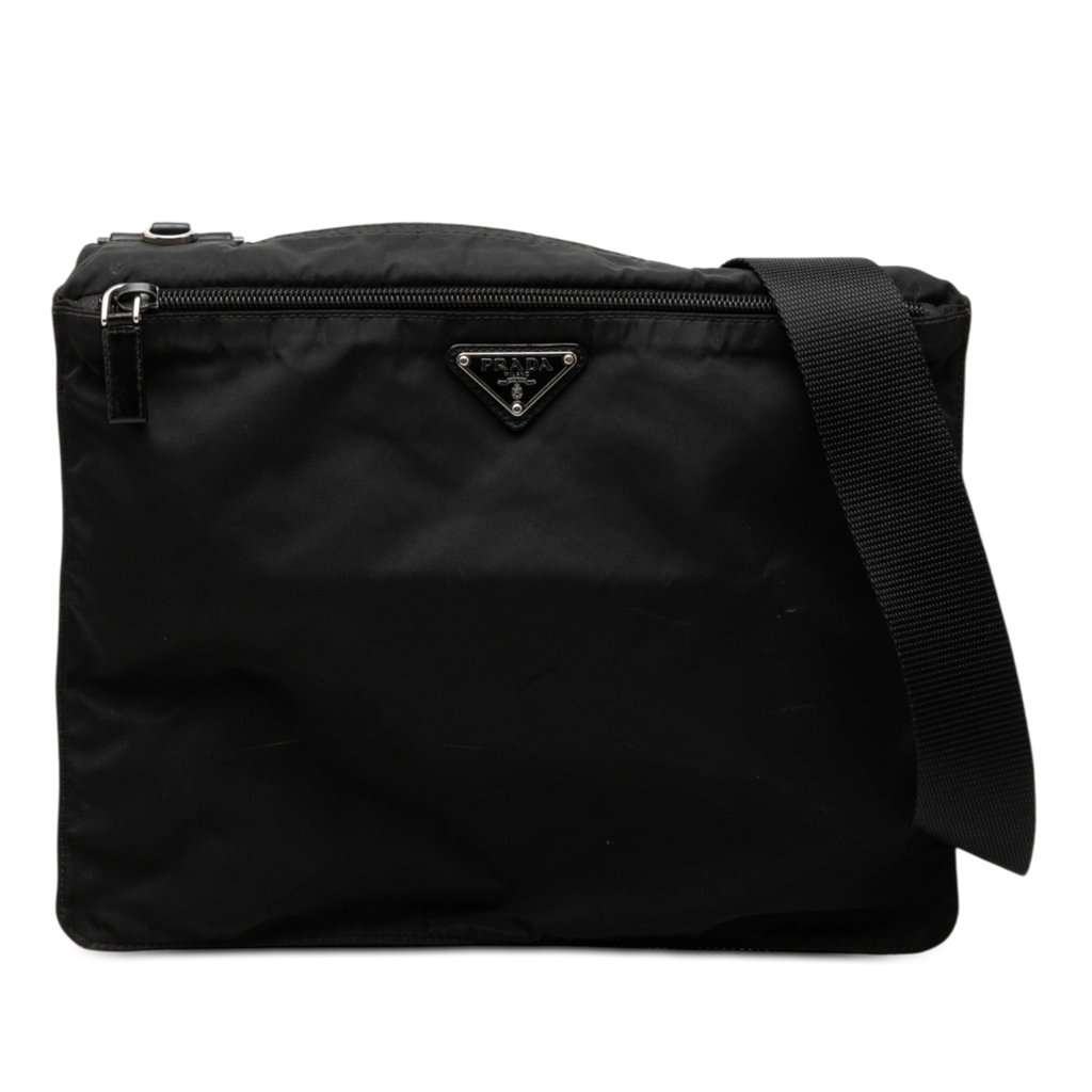 Prada Tessuto Zip Top Crossbody Black Very good condition - Front View