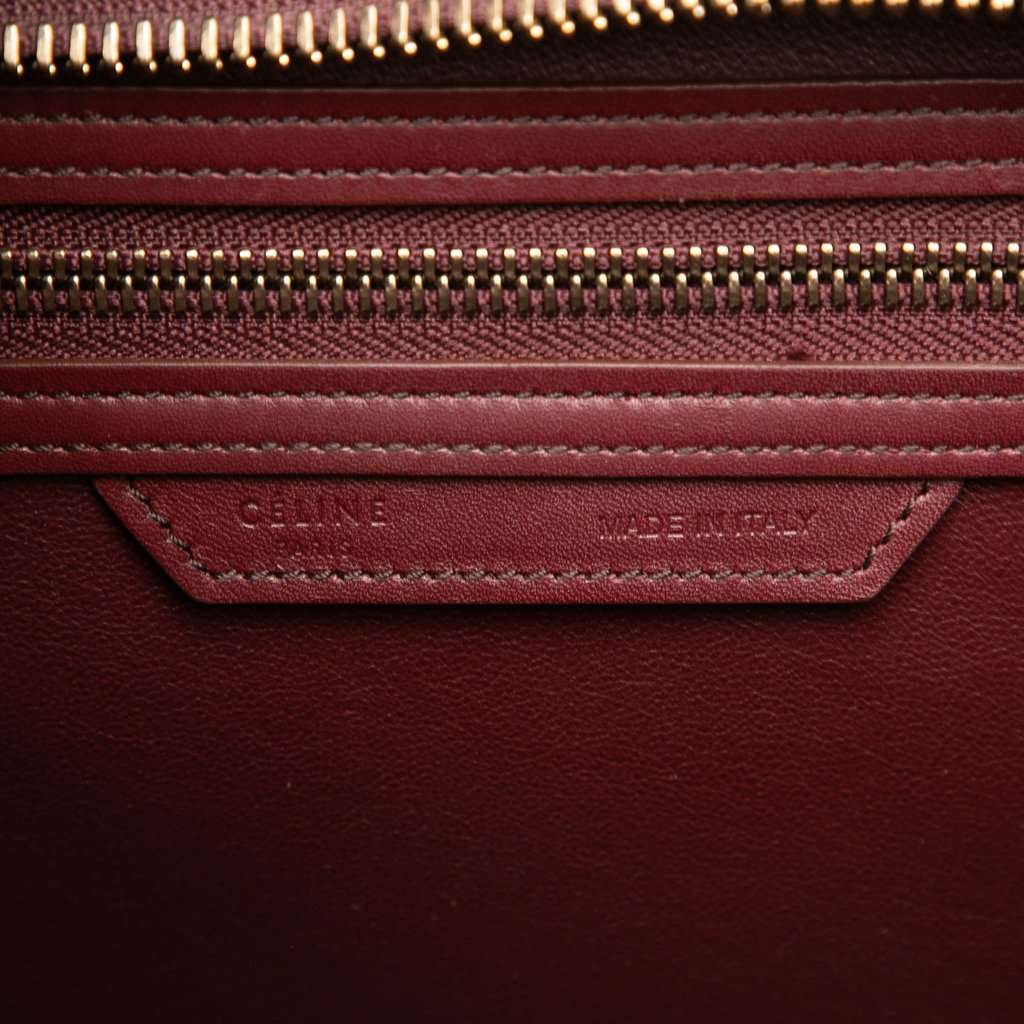 Celine Micro Bicolor Calfskin Luggage Tote Red Leather Very good condition - Box View